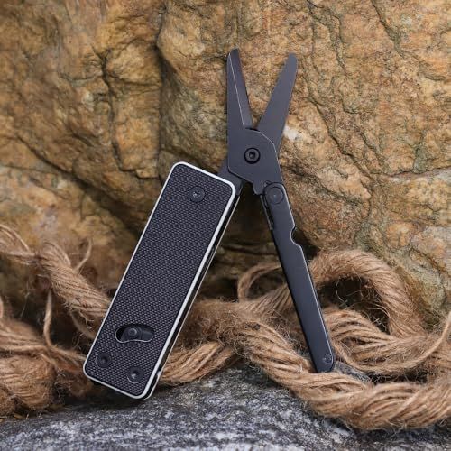 ROXON KS2E Noir Blanc Edge エリート D2 ブレード 13 in 1 マルチツール機能ポケットナイフ、大きなハサミ、G10 ハンドル、ポケットクリップ付き、キャンプ/バックパッキング/緊急時/EDC に最適 (D2 dde7ea61