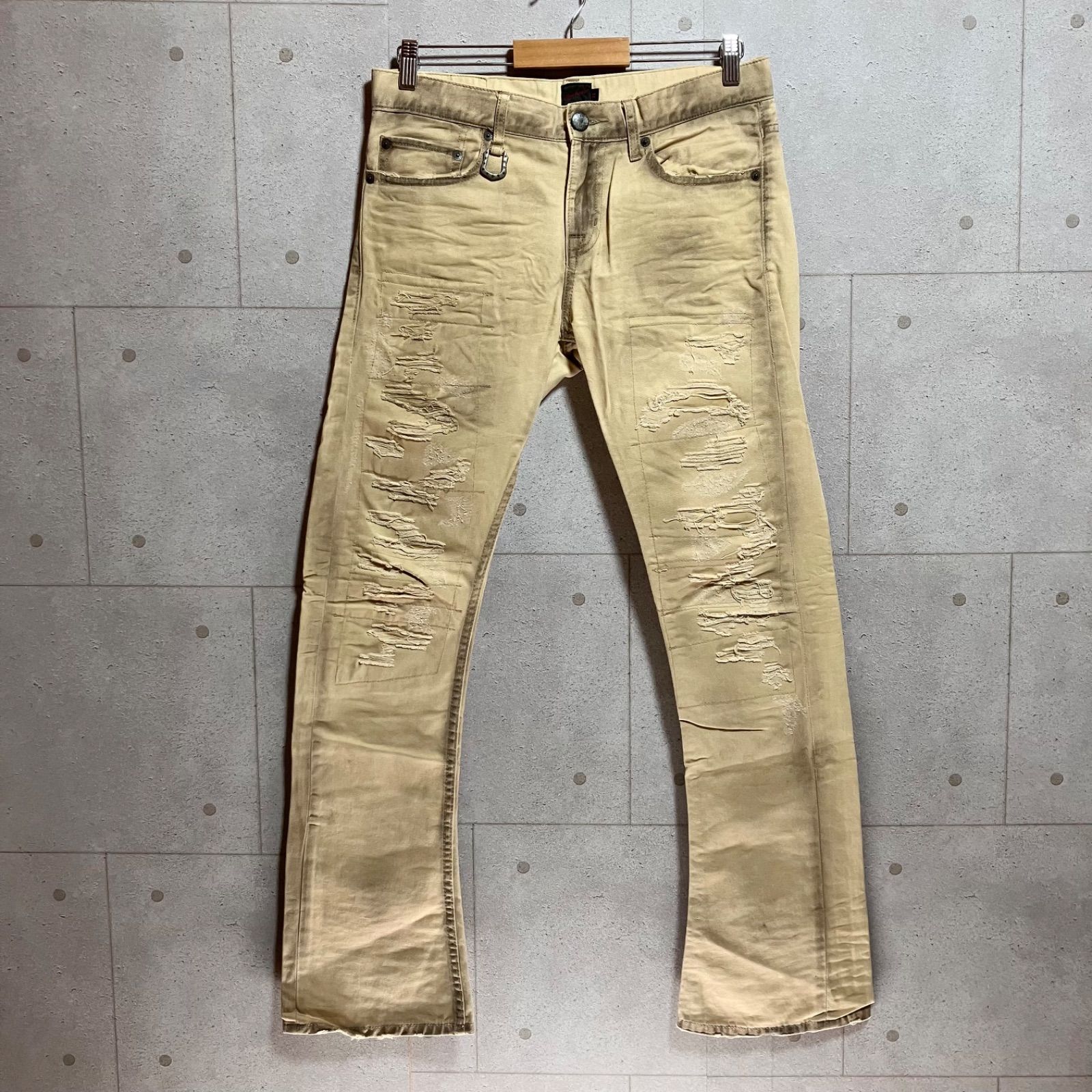 人気，HOT JACKROSE ジャックローズ 汚し加工 ダメージ フレア デニム 