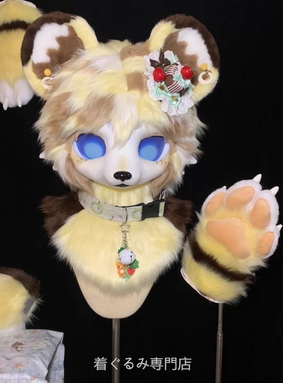 犬 猫 着ぐるみ ヘッド全頭 ヘッド ケモノ ファースーツ ぬいぐるみ コスプレ コスチューム Kurumi 一点物 C199
