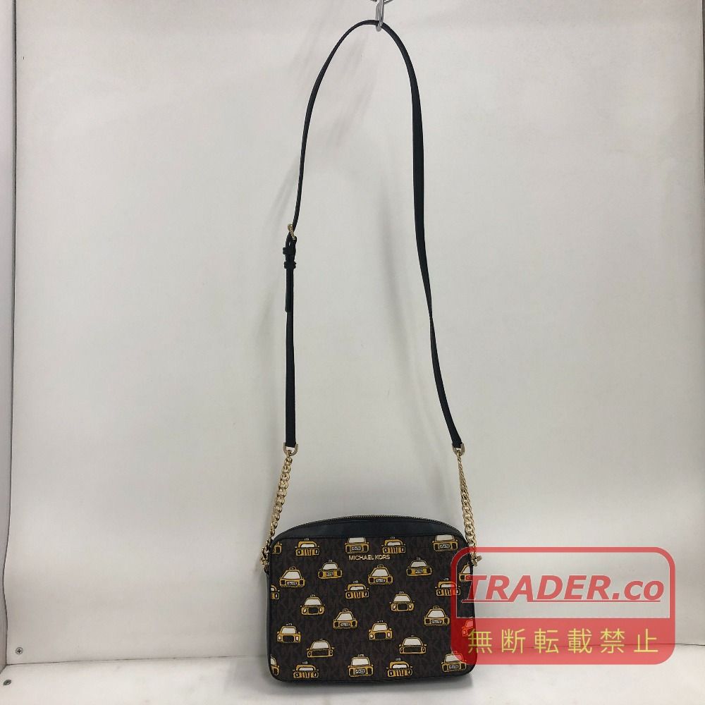 02w25216 マイケルコース Michael Kors ショルダーバッグ タクシー柄 ブラック カンボジア製 レディース ショルダーバッグ 35F0GW8C9I 【中古品】