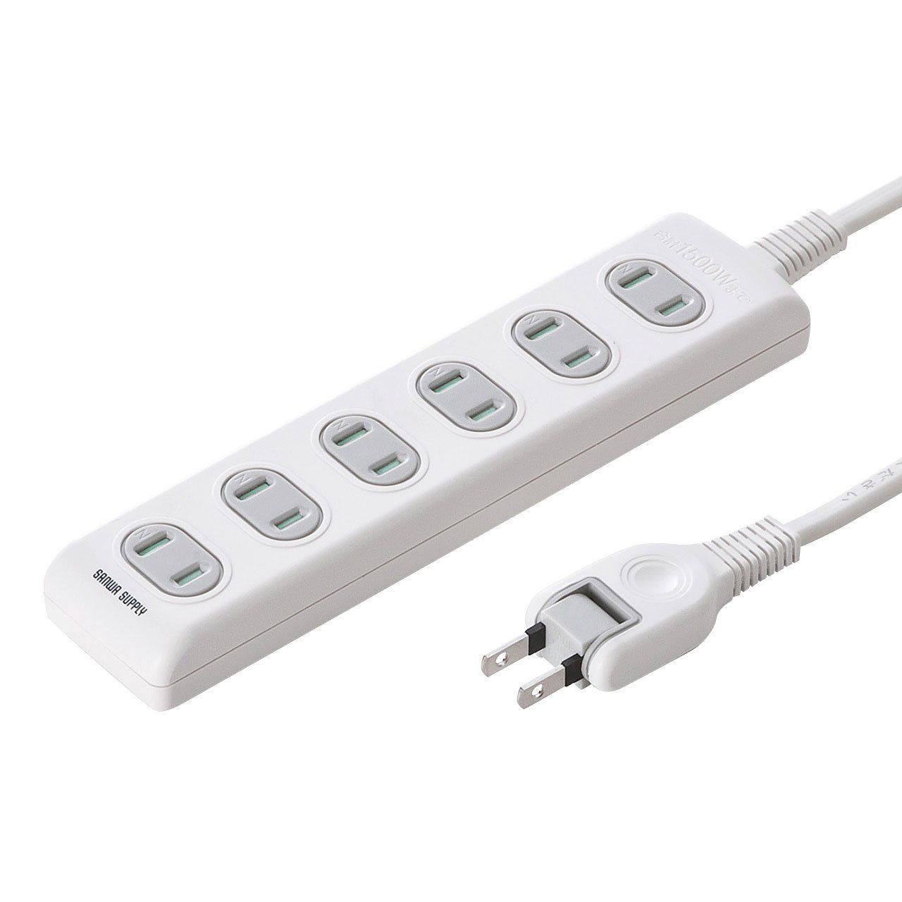 サンワサプライ(Sanwa Supply) 電源タップ 6個口・2P(10m) 火災予防安全 ホコリ防止シャッター 配線しやすいスイングプラグ ネームタグ付き ホワイト TAP-TSH610N [ホワイト] [6個口・10m] [旧モデル]