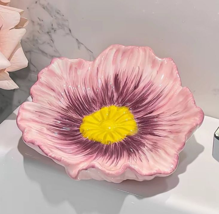 ソープディッシュ花型 石鹸置きフラワー小物トレー アクセサリー 洗面所バスルーム