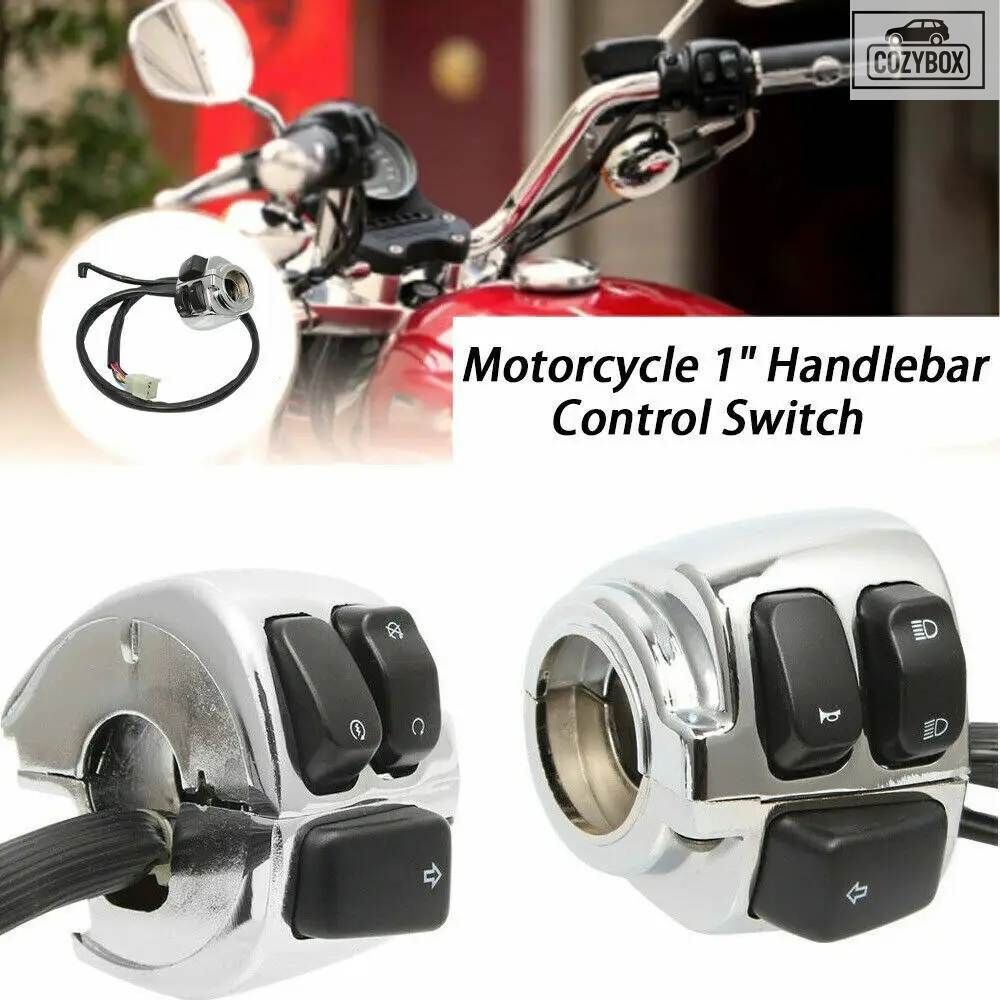 オートバイクローム1インチハンドルバーウィンカーコントロールスイッチハーレーXL883 1200スポーツスター1996-2012 2011 2010 2009