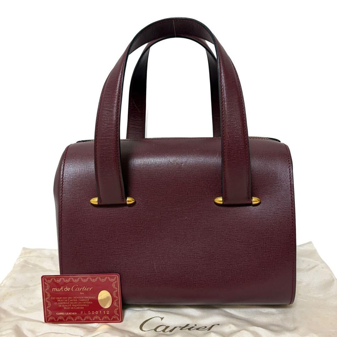 Cartier カルティエ ミニボストンバッグ ハンドバッグ マストライン レザー ボルドー