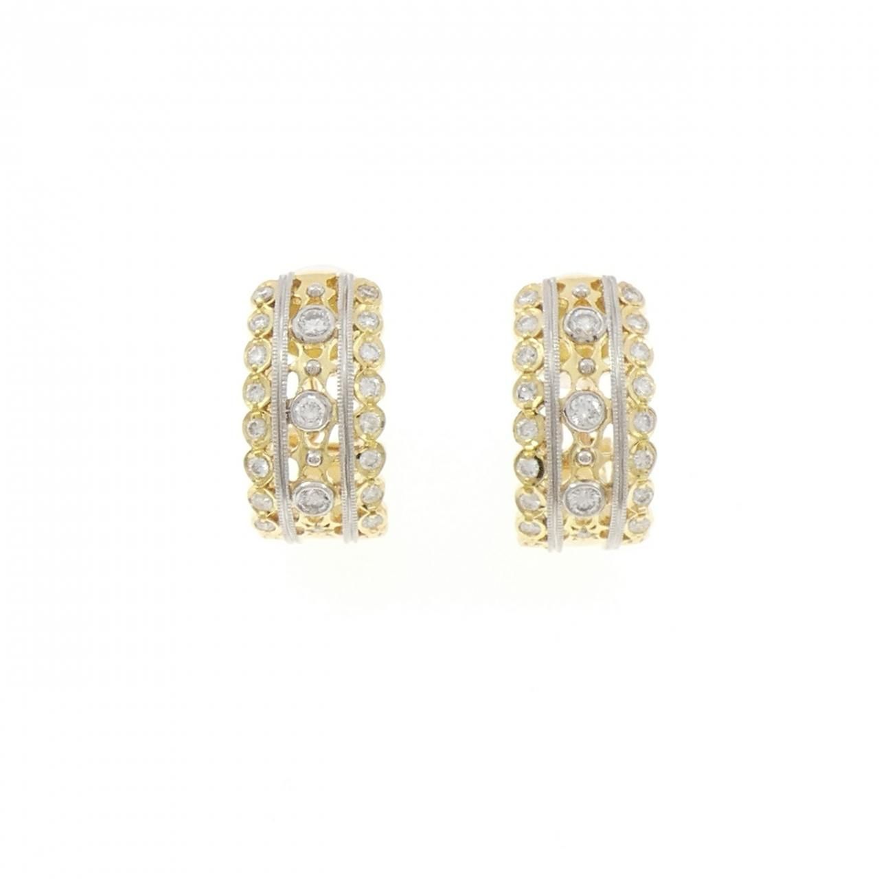 K18YG/PT900 ダイヤモンド ピアス 0.80CT