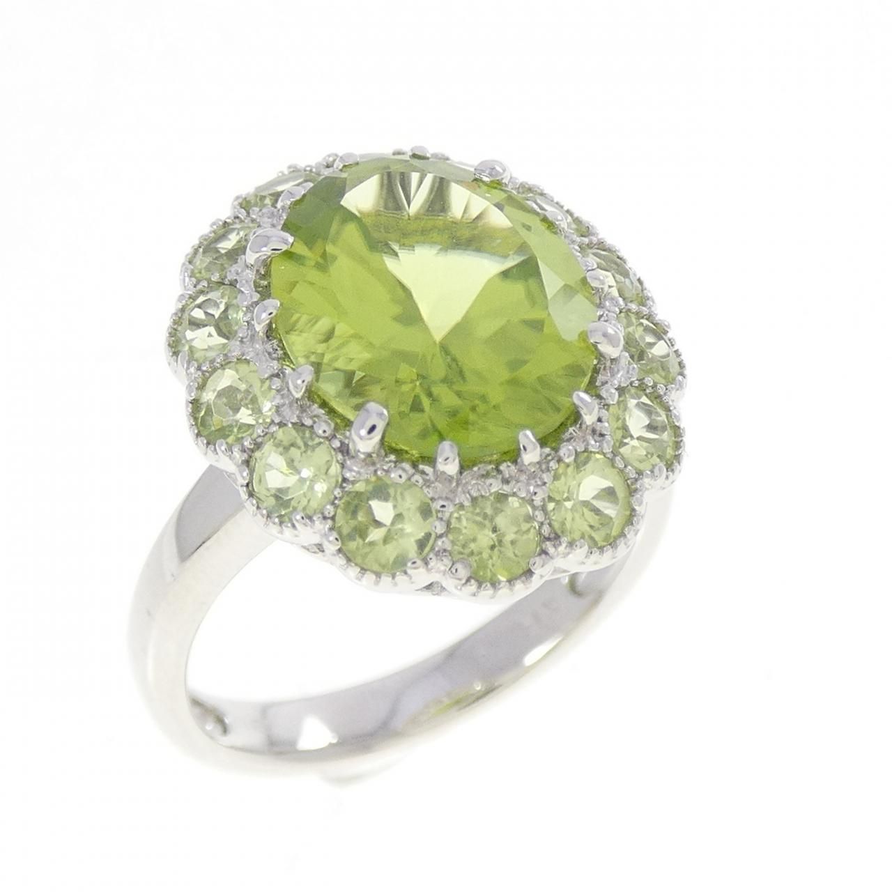 K14WG ペリドット リング 3.13CT