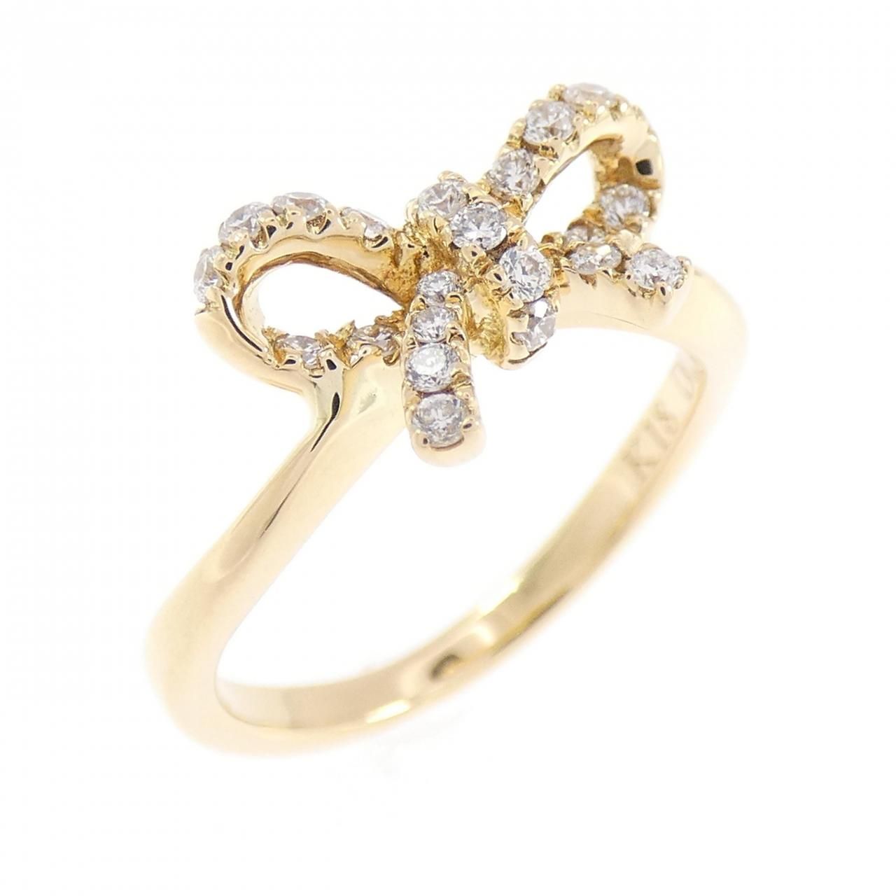 K18YG リボン ダイヤモンド リング 0.18CT