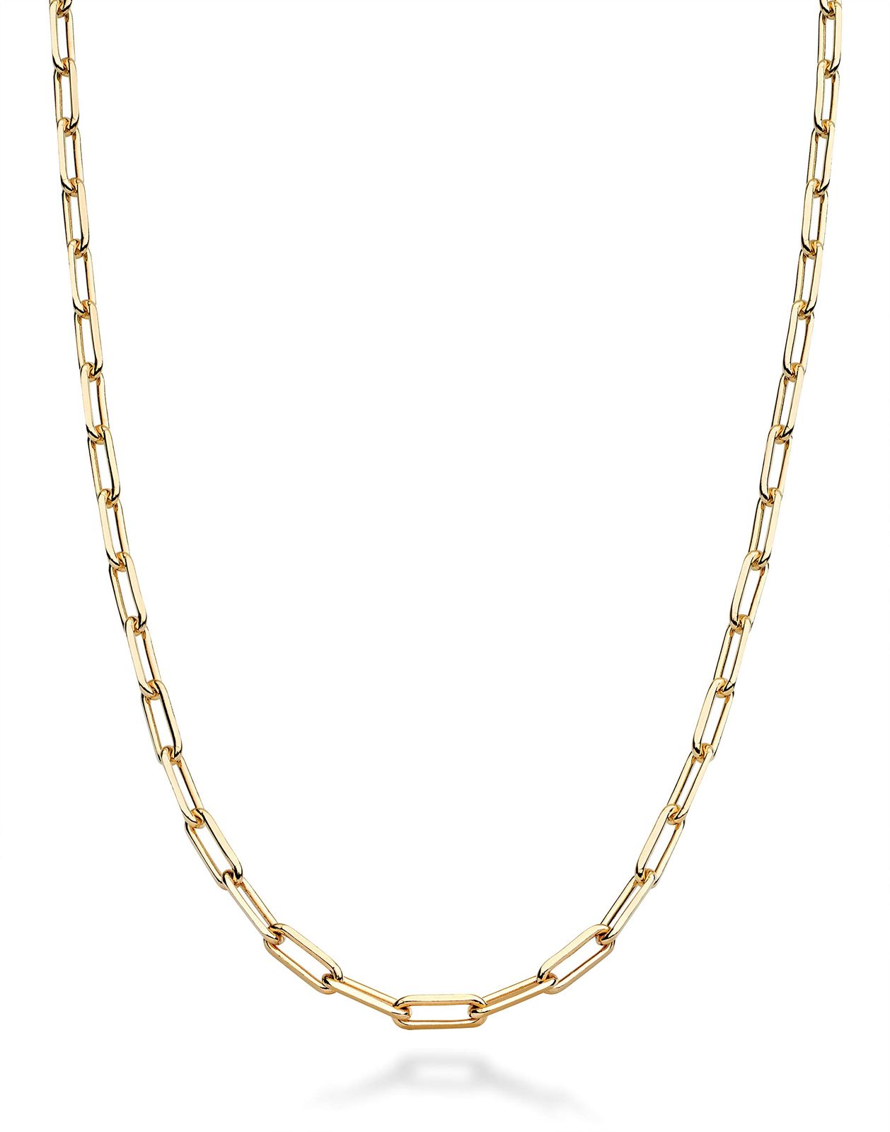 Miabella イタリアンソリッド925スターリングシルバー、18Kゴールドメッキ 2.5mm ペーパークリップリンクチェーンネックレス レディース メンズ イタリア製, Length 30 Inches, イエローゴールドメッキ-シル [長さ30インチ。]