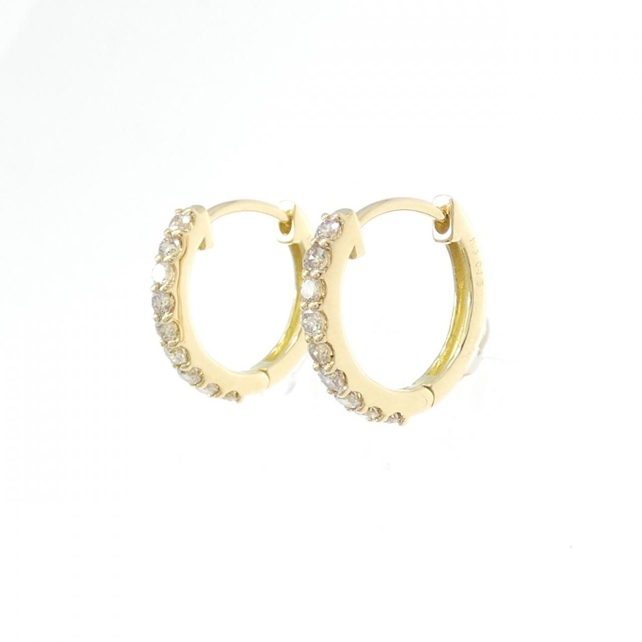 K18YG フープ ダイヤモンド ピアス 0.30CT