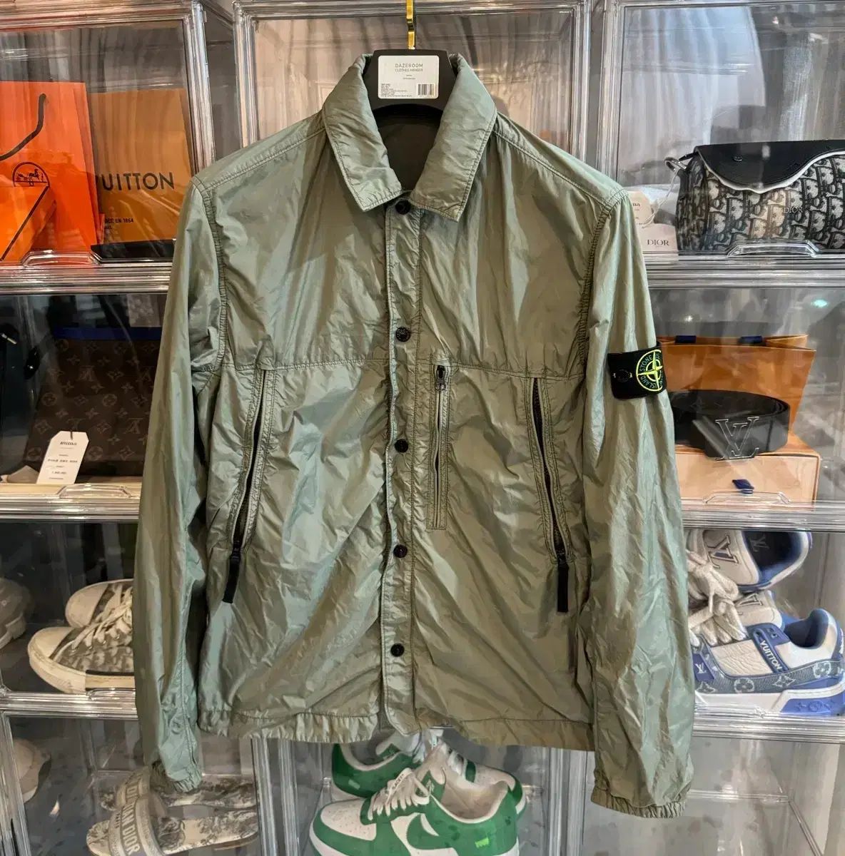 百貨店購入 STONE ISLAND ストーンアイランド クリンクルレップス オーバーサイズシャツ ジャケット カーキ