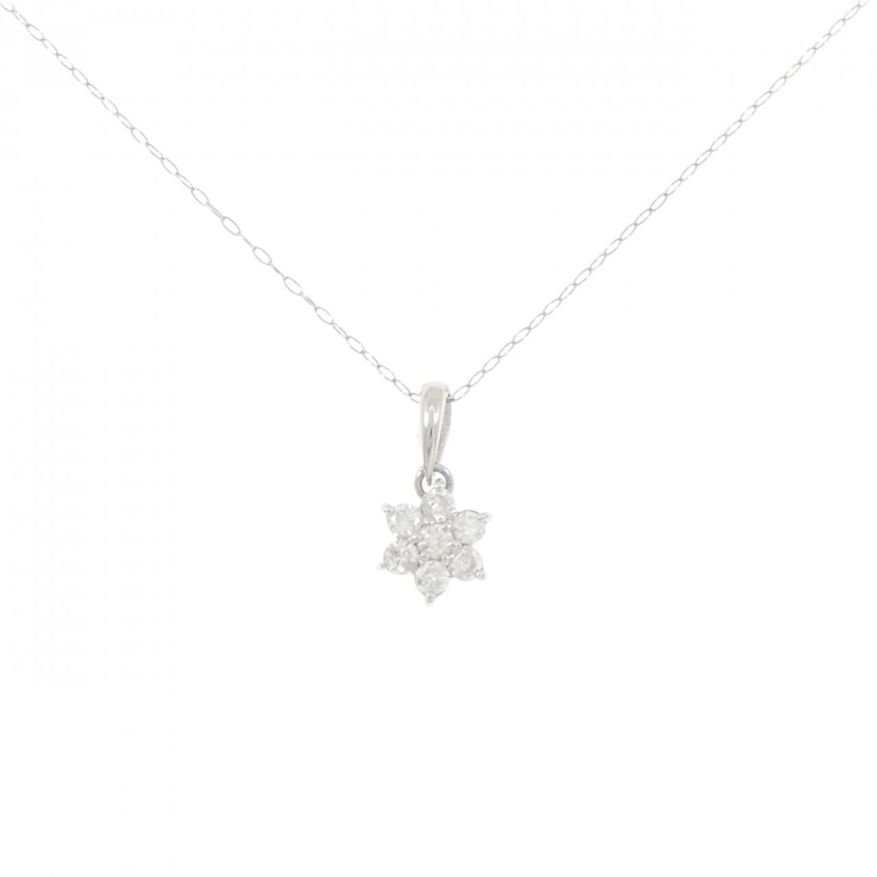 PT900/PT850 フラワー ダイヤモンド ネックレス 0.30CT