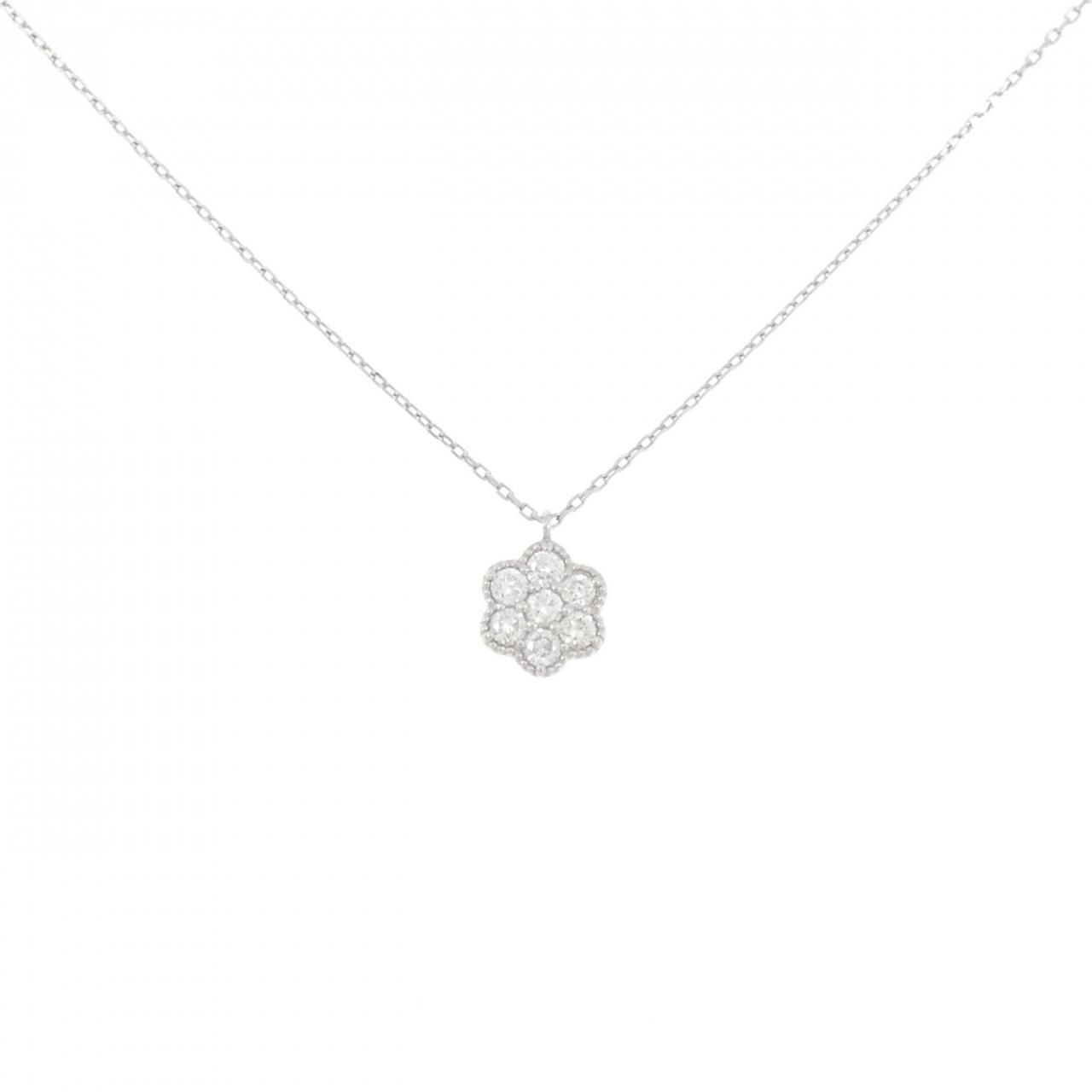 PT900/PT850 フラワー ダイヤモンド ネックレス 0.15CT