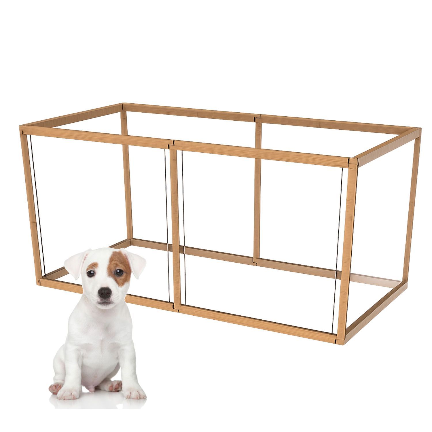 Kurflo ペットサークル 小犬 サークル 高さ50cm 木目 ドア付き 小型犬