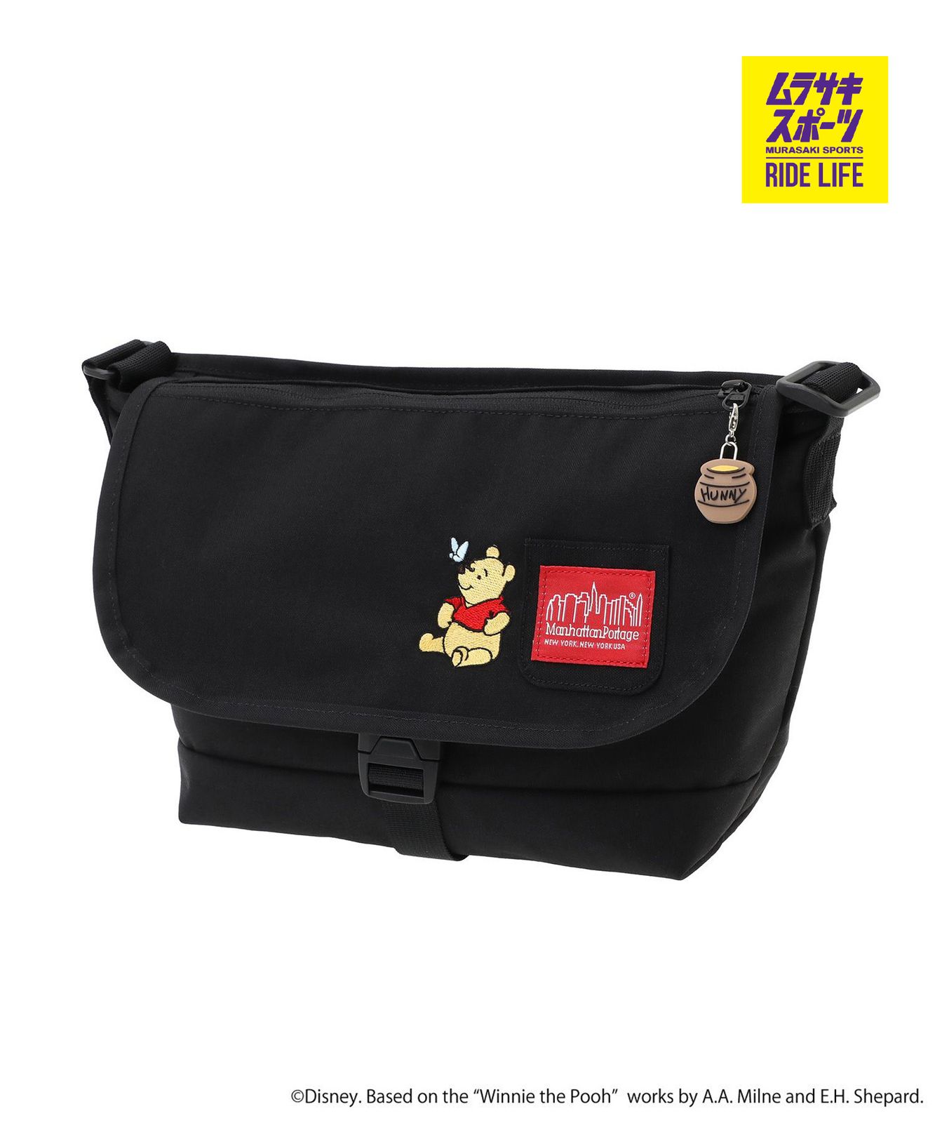 【ムラスポ公式】新品 Manhattan Portage マンハッタンポーテージ ショルダーバッグ NYLON MESSENGER BAG JR SLIM FZP POOH プーさん MP1605JRSFZPPH