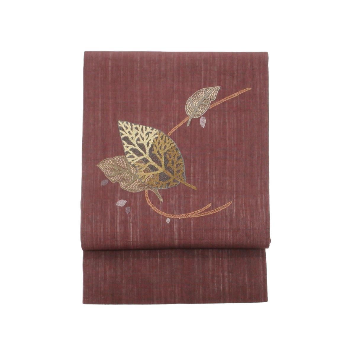 【未使用品】夏名古屋帯　刺繍加工　紬織