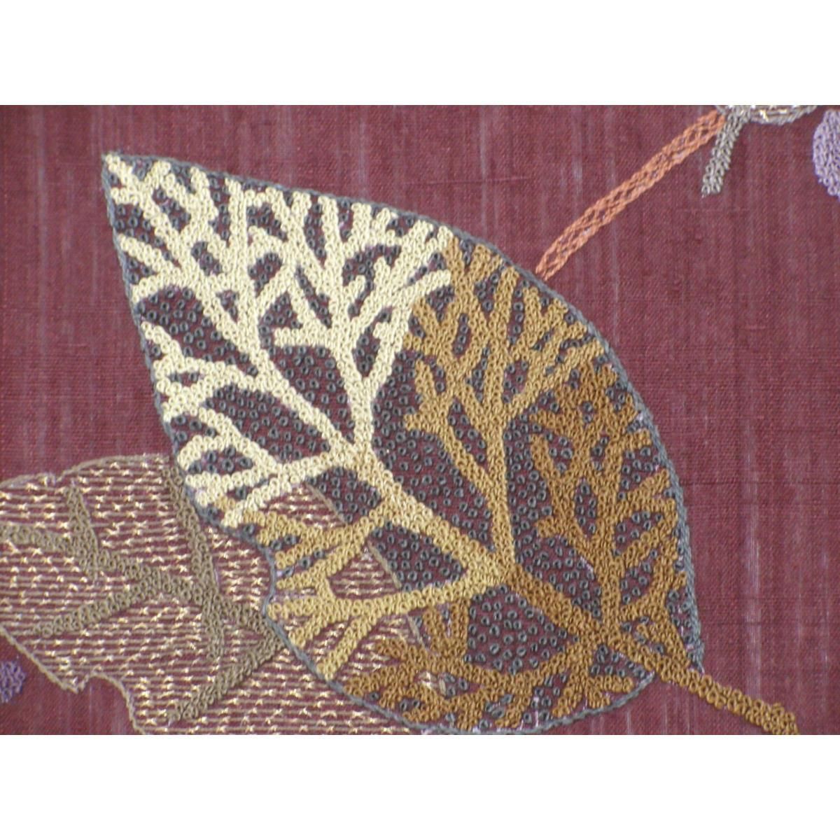 【未使用品】夏名古屋帯 刺繍加工 紬織 【未使用品】夏名古屋帯 刺繍加工 紬織