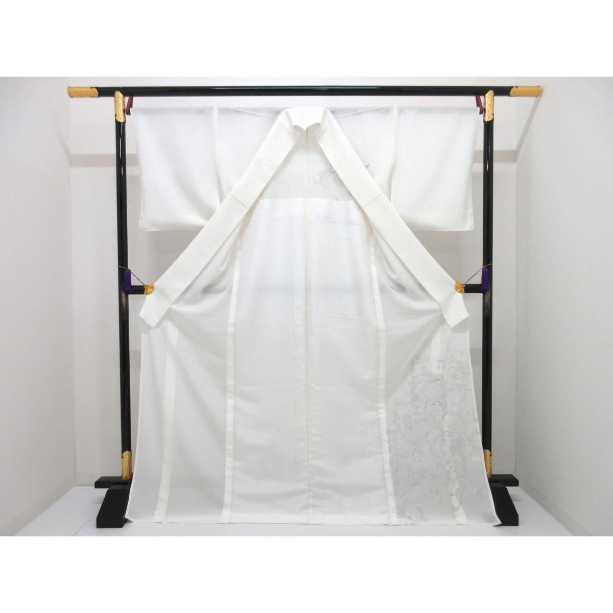 【未使用品】単衣　駒絽訪問着　銀彩友禅