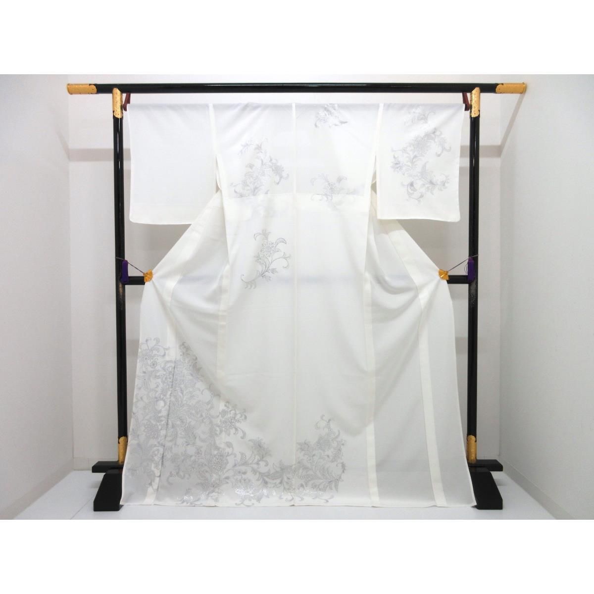 【未使用品】単衣　駒絽訪問着　銀彩友禅