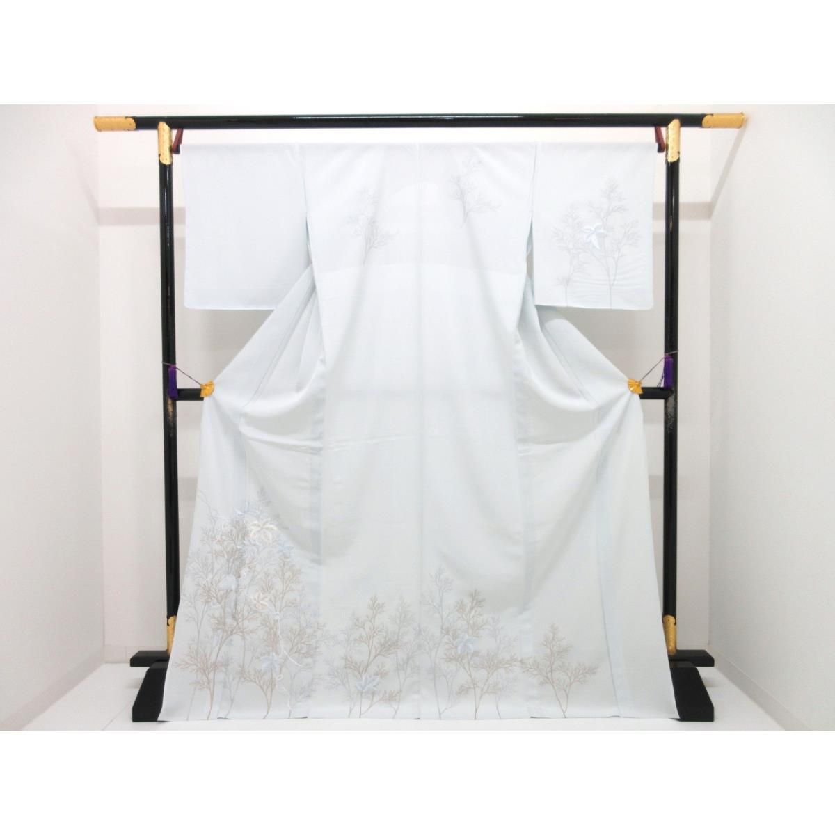 【未使用品】単衣　駒絽訪問着　金彩友禅刺繍入り