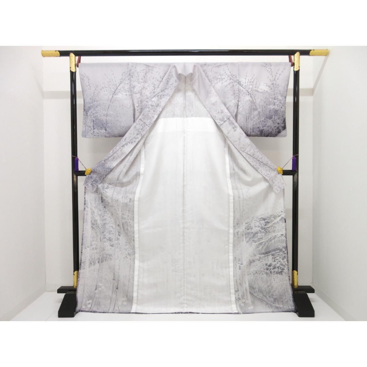 【未使用品】単衣　駒絽訪問着　友禅加工