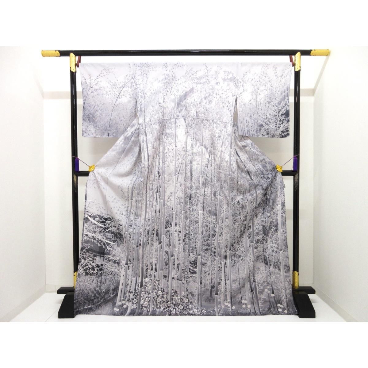 【未使用品】単衣 駒絽訪問着 友禅加工