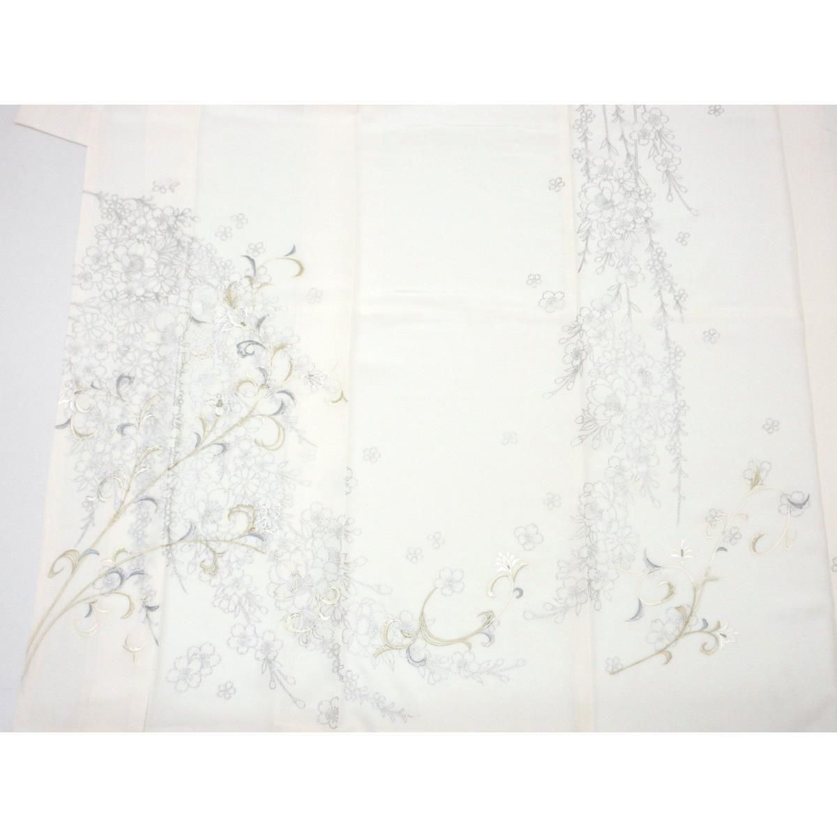 【未使用品】訪問着　銀彩加工　刺繍入り