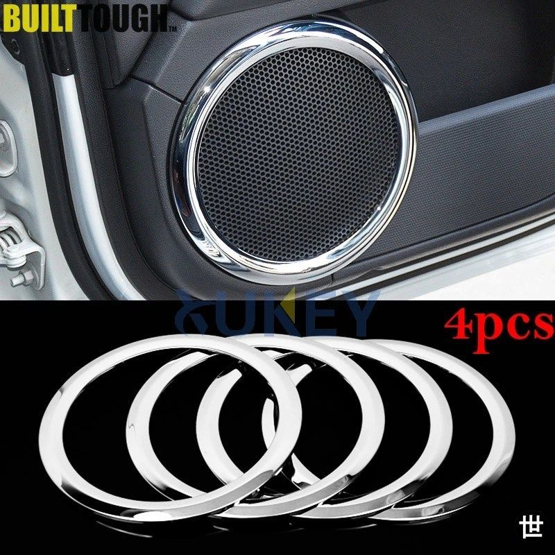 ダッジキャリバー 2006-2012用 4個セット 車用ドアオーディオシェルフ クロームスピーカーカバートリムベゼル サブウーファーフレームガー