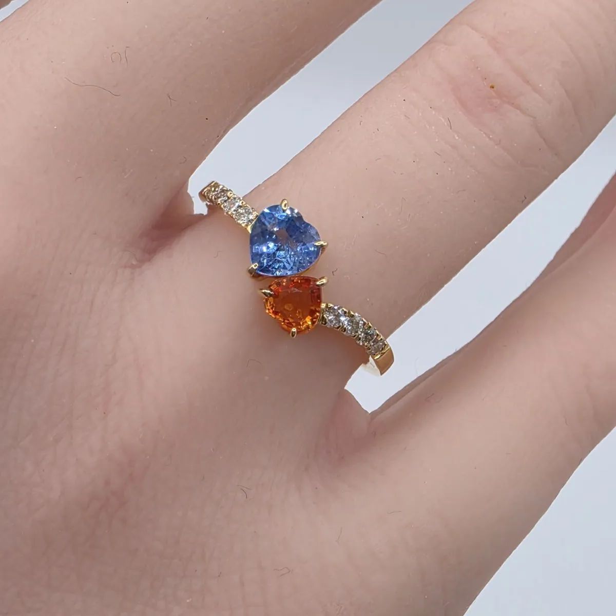 安い〜〜〜！??在庫一掃セール！?⏰? ⚡マルチサファイアダイヤリング K18 ダイヤ - 0.15cts マルチサファイア - 0.90cts 12号