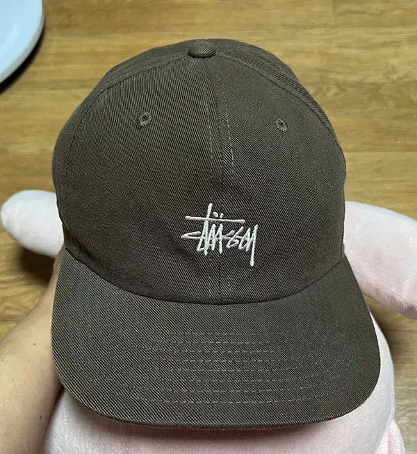 STUSSY スムース ストック ツイル ベースボールキャップ ブラウン リネン コットン ストリート カジュアル Free!