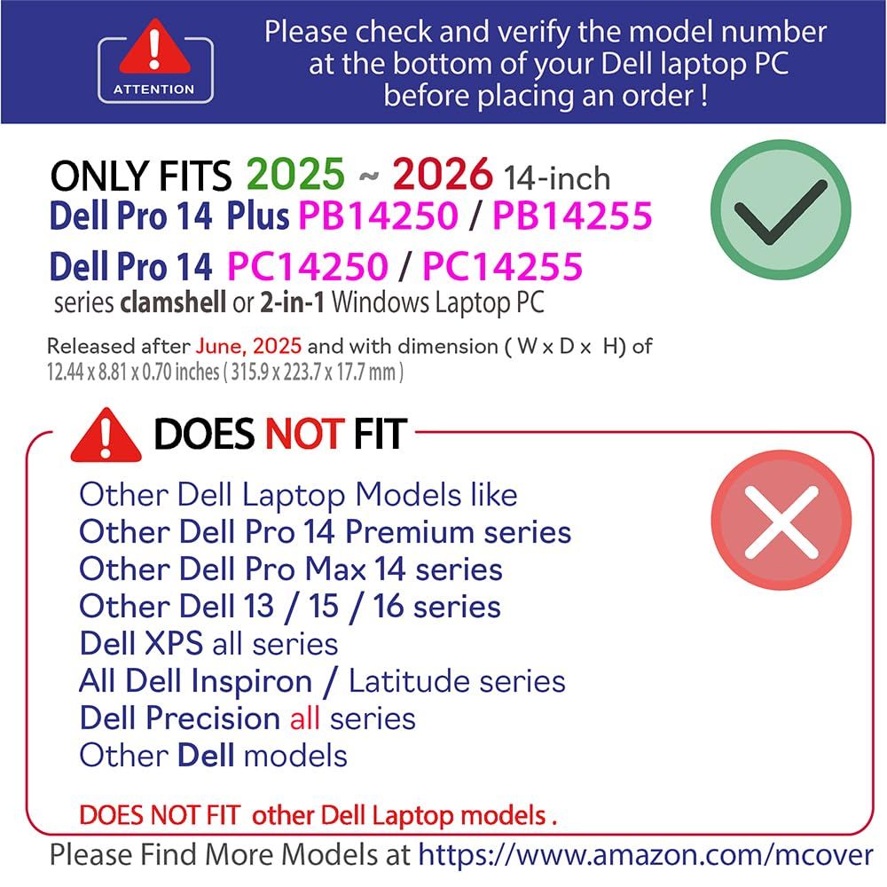 mCover ケース 2025-2026 14インチ Dell Pro 14 Plus PB14250 PB14255 Pro 14 PC14250 PC14255 Windows PCにのみ対応(他のDellモデルには適合しません) - ブラッ [ブラック]