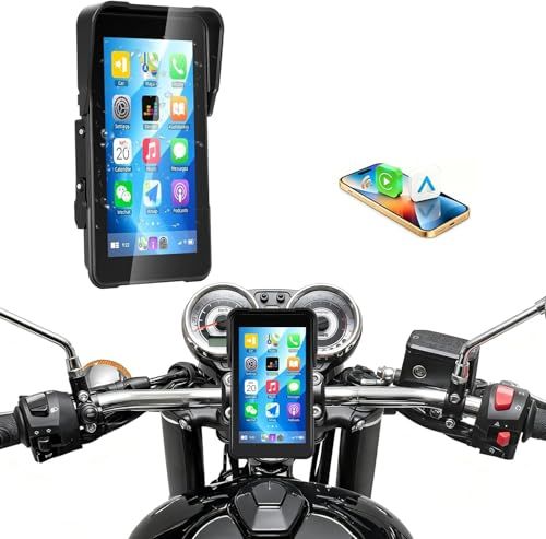 5インチ バイク スマートモニター ワイヤレスCarPlay/Android Auto対応 IP68防水 バイク用ナビゲーション タイヤ空気圧監視機能付き 汎用スタンド搭載 小型ディスプレイオーディオkk e39dd03e