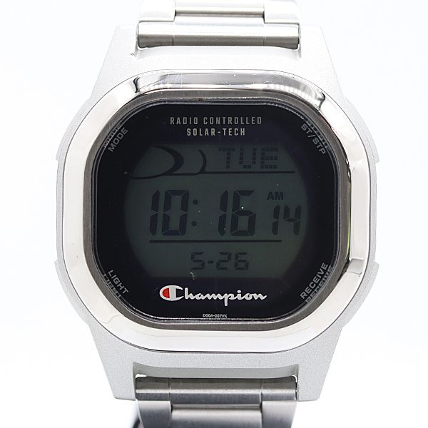 美品 稼働 チャンピオン DP64 SS 電波ソーラー デジタル文字盤 メンズ腕時計 6754000 5ANT KMT ABC23510