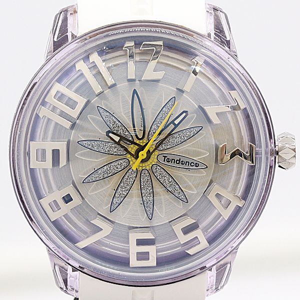 良品 稼働 テンデンス キングドーム TY023004 QZ シルバー文字盤 メンズ腕時計 0594000 5ERT IGW ABC23713