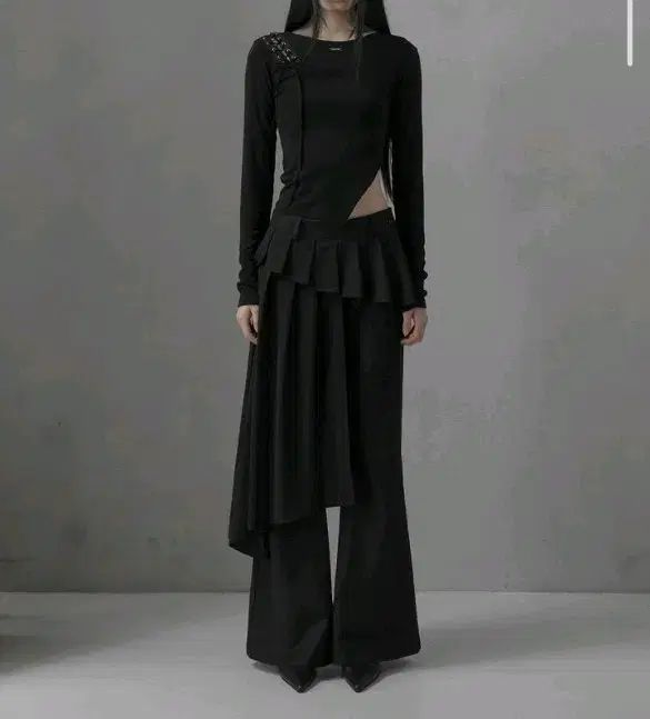 ムネム Fluid layered skirt pants 2サイズ