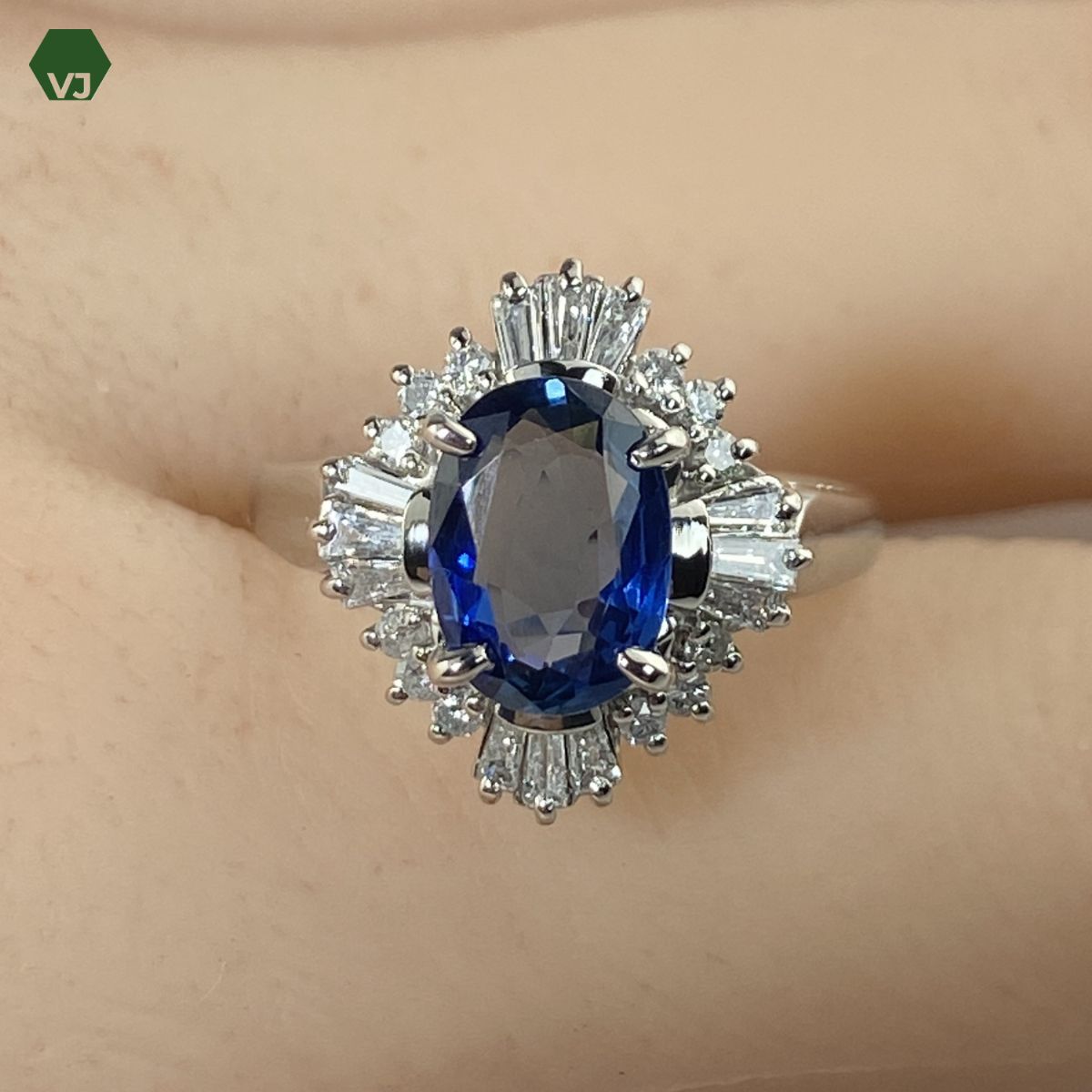 【34-09】サファイア　ダイヤモンド　リング　1.92ct　D0.43ct 【中古】【PT900】【11.2号】★By vivid-J
