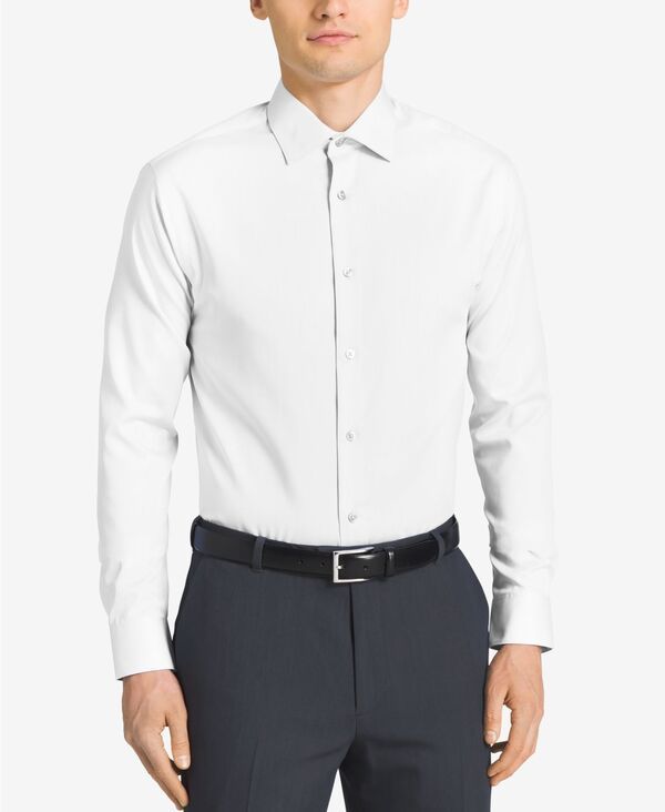 カルバンクライン メンズ トップス シャツ スリムフィット Calvin Klein Mens NonIron Performance Herringbone Dress Shirt Classic Slim Fit White ホワイト