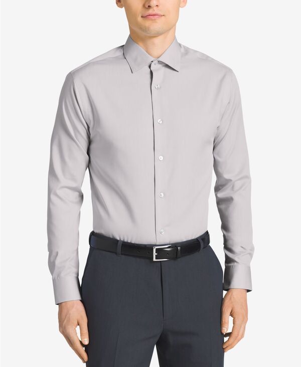 カルバンクライン メンズ トップス シャツ スリムフィット Calvin Klein Mens NonIron Performance Herringbone Dress Shirt Classic Slim Fit Smoke スモーク