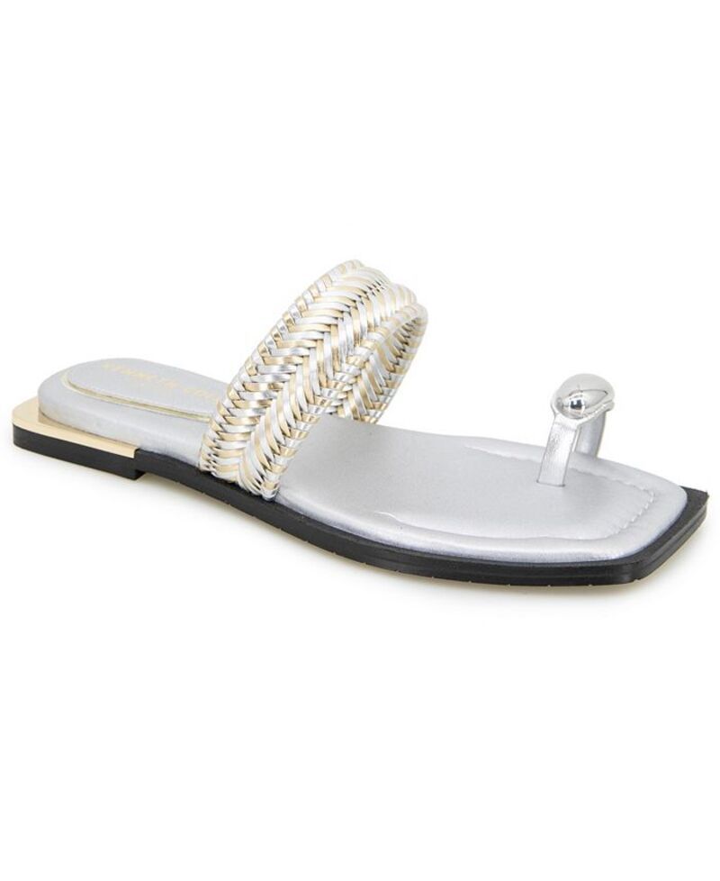 ケネスコール レディース シューズ サンダル Kenneth Cole New York Womens Andarna Flat Sandals SilverGold