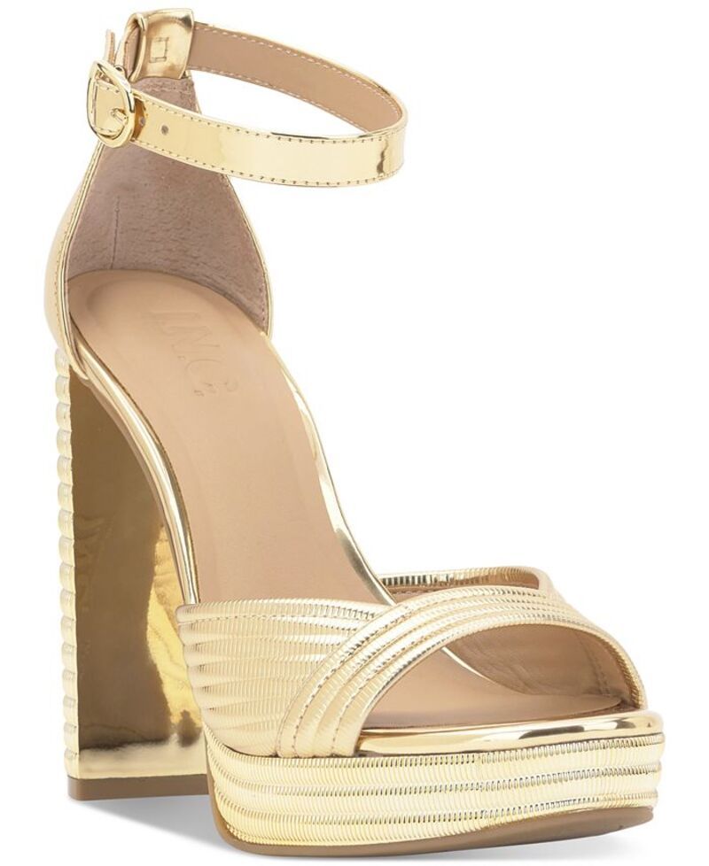 アイエヌシー インターナショナル コンセプト レディース シューズ サンダル プラットフォーム INC International Concepts Womens Namira Platform Dress Sandals Gold Smooth ゴールド