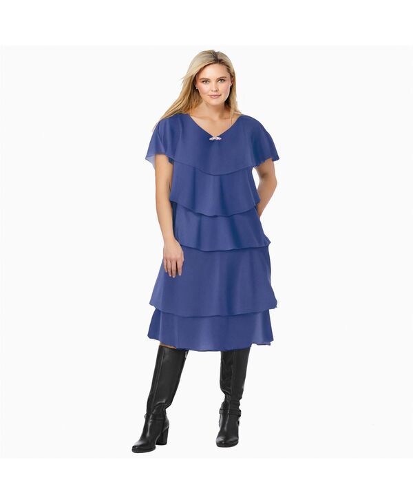 ウーマン ウィズイン レディース トップス ワンピース プラスサイズ Woman Within Plus Size ThreeTier Dress Royal