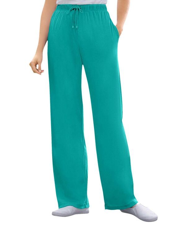 ウーマン ウィズイン レディース ボトムス カジュアルパンツ ストレート プラスサイズ トール ニット Woman Within Womens Plus Size Tall Sport Knit Straight Leg Pant Waterfall