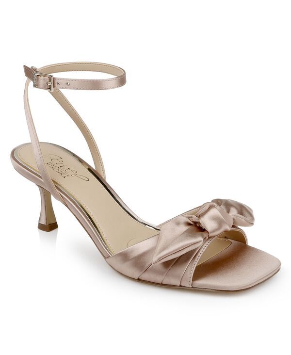ジュウェルダグレイミシュカ レディース シューズ サンダル Jewel Badgley Mischka Womens Emeli Bow Square Toe Sandals Nude Satin