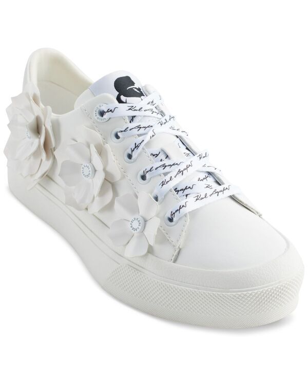 カール ラガーフェルド レディース シューズ スニーカー レース KARL LAGERFELD PARIS Womens Georgia LaceUp Embellished Sneakers Bright White ホワイト