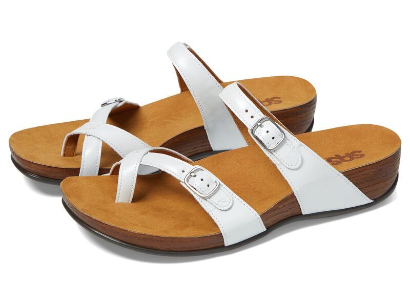サス レディース シューズ サンダル SAShelly Adjustable Toe Loop Slide Sandal Pearl White ホワイト