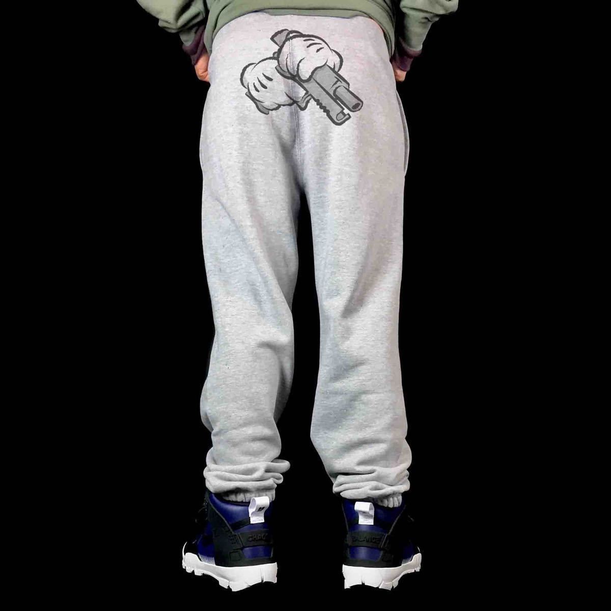 オリジナル スウェットパンツ ミッキー ピストル オーバー ハンド スライド 殺し屋 スウェット パンツ S M L XL タイト ジャスト 大きい ビッグ オーバーサイズ メンズ レディース ユニセックス ピンククリーム