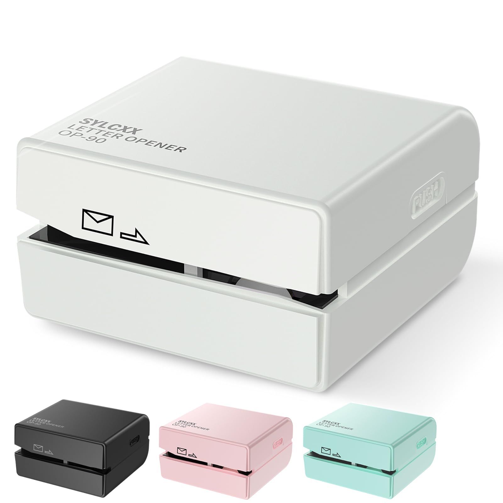電池式電動レターオープナー - レターオープナー 封筒スリッター、封筒オープナー、メールオープナー、ユニバーサル封筒効率レターオープナーツール オフィス、自宅用(ホワイト) [ホワイト]