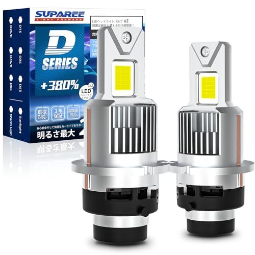 SUPAREE d2s led ヘッドライト 爆光 車検対応 純正HID交換用 ホワイト6500K 配線レス DC12V 高速冷却ファン IP68防水対策 キャンセラー内蔵 ポン付け 2個入りY b1555735