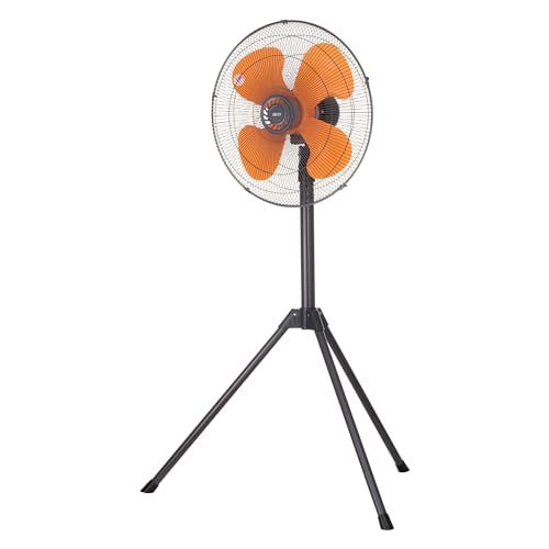 広電(KODEN) 工業扇 工場扇 業務用扇風機 三脚型 43.5cm 樹脂羽根 高さ110~135cm 首振り 3段階風量 羽根簡単取付 オレンジ ブラック AZF431TPAY