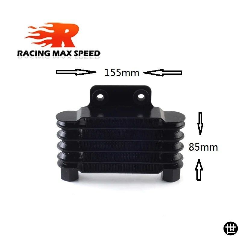 バイク用小型オイルクーラー 158MM 5列 シルバーブラック SO-02