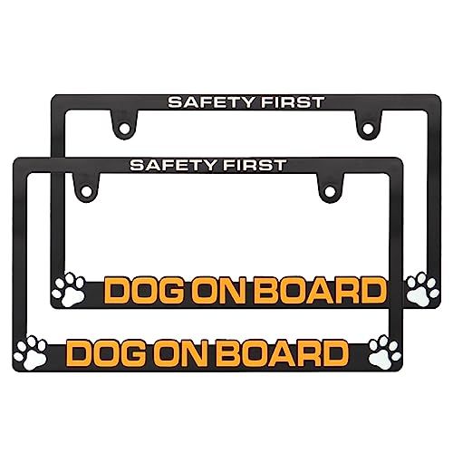【新法規対応品】DOG ON BOARD 立体ナンバーフレーム 艶消しブラック ライセンスフレーム 犬 車 ワンちゃんが乗ってます 犬がのっています (立体２枚セット)kk 606b168a